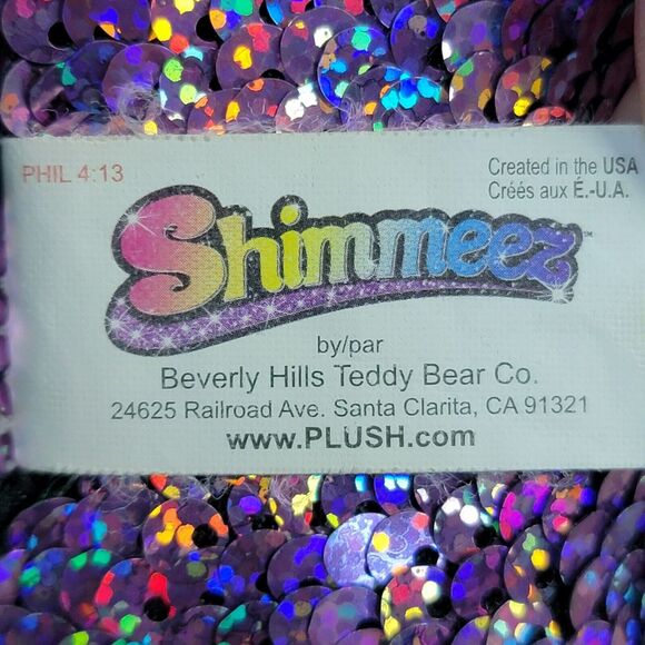 Shimmeez Delilah Dog‎ Plush 8" Dazzle Flip Sequin Purple Green Stuffed Plushie - Picture 7 of 7
